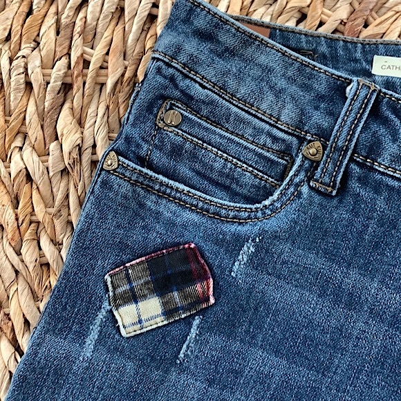 KFTK Catherine Boyfriend Plaid Patch Jean - Picture 8 of 16